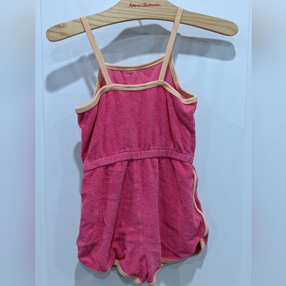 Tucker + Tate Pink Orange Terry Cloth Summer Cotton Romper Girls Size 4T - Picture 3 of 6